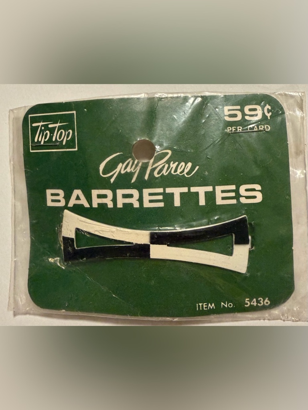 Vintage Black And White Tip Top “Gay Paree”  Barrette Original Packaging